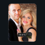 Magnet Flexible Vintage gothique noir Rose Mariage Monogramme<br><div class="desc">Vintage magnétique photo gothique mariage avec un rose noir.</div>
