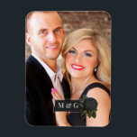 Magnet Flexible Vintage gothique noir Rose Mariage Monogramme<br><div class="desc">Vintage magnétique photo gothique mariage avec un rose noir.</div>