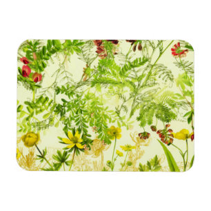 Magnet Flexible Vintage Green Woodland Botanical Leaves Wildflower