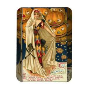 Magnet Flexible Vintage Halloween Jack O Lantern Girl