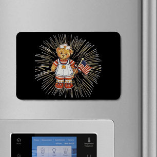 Magnet Flexible Vintage infirmière ours moderne blanc feux d'artif