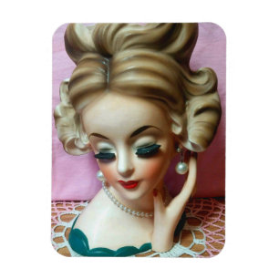 Magnet Flexible Vintage Lady Head Vase Miss New York Chic