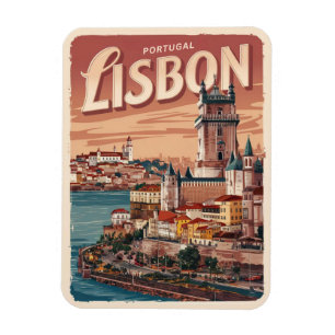 Magnet Flexible Vintage lisbon portugal eau château cadeaux de voy
