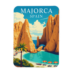 Magnet Flexible Vintage Majorque Espagne Plage Voyage Souvenir