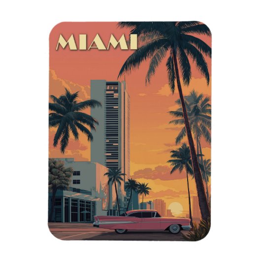 Magnet Flexible Vintage Miami Florida Travel (Vertical)