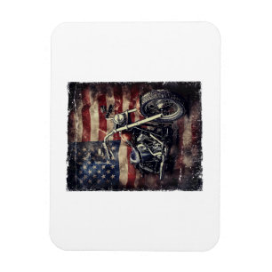 Magnet Flexible Vintage Motorcycle USA Drapeau Retro Biker América