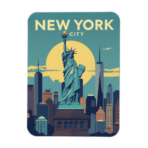 Magnet Flexible Vintage New York City Statue de la Liberté Voyage