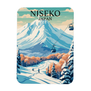 Magnet Flexible Vintage Niseko Japon Voyage de ski