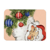 Magnet Flexible Vintage Noël Père Noël avec Arbre (Horizontal)