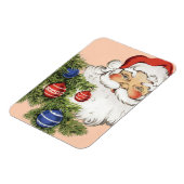 Magnet Flexible Vintage Noël Père Noël avec Arbre (Côté Gauche)
