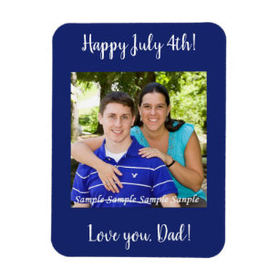 Magnet Flexible Vintage Patriotique Bleu Juillet 4 Carte photo