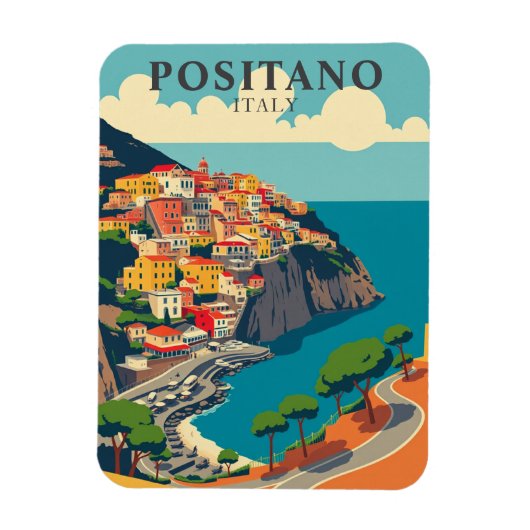 Magnet Flexible Vintage Positano Italie Voyage côtier (Vertical)
