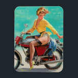Magnet Flexible Vintage Retro Elvgren Motorcycle Pin-UP Girl<br><div class="desc">Pin-up Girl Riding Bike - Illustration de Gil Elvgren</div>