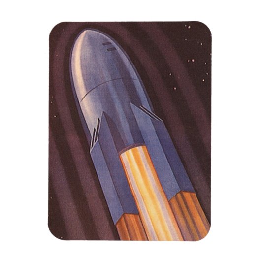 Magnet Flexible Vintage Science Fiction Space Ship Rockets (Vertical)