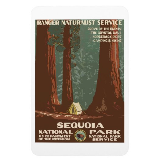 Magnet Flexible Vintage Sequoia Park CA, affiche touristique, (Vertical)