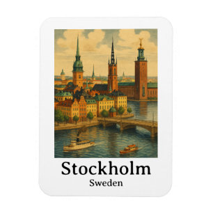 Magnet Flexible Vintage Stockholm Suède Nordic Travel