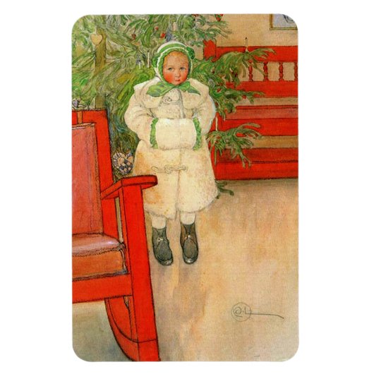 Magnet Flexible Vintage suédoise fille avec Muff Noël (Vertical)