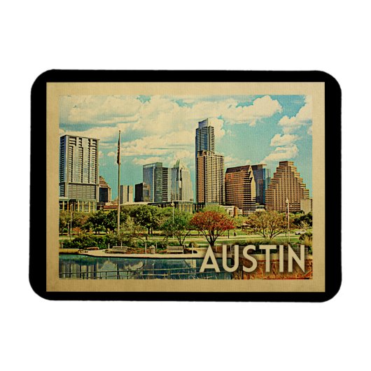 Magnet Flexible Vintage voyage d'Austin Texas (Horizontal)