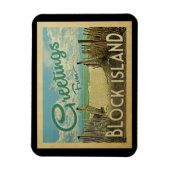 Magnet Flexible Vintage voyage de Block Island Beach (Vertical)