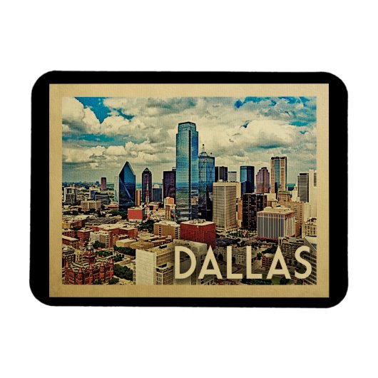 Magnet Flexible Vintage voyage de Dallas Texas (Horizontal)