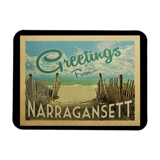 Magnet Flexible Vintage voyage de plage de Narragansett (Horizontal)