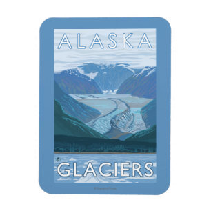 Magnet Flexible Vintage voyage de scène de glacier d'AlaskaLarge