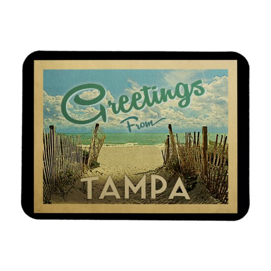 Magnet Flexible Vintage voyage de Tampa Beach (Horizontal)