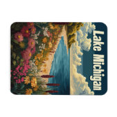Magnet Flexible Vintage voyage du lac Michigan (Horizontal)