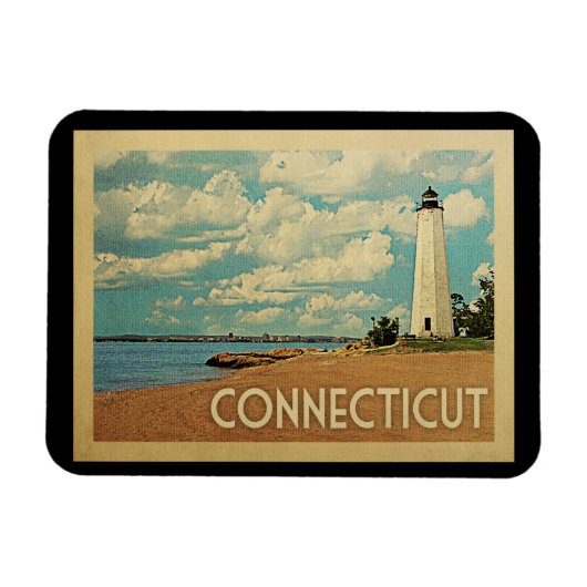 Magnet Flexible Vintage voyage du phare Connecticut (Horizontal)