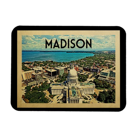 Magnet Flexible Vintage voyage Madison Wisconsin (Horizontal)