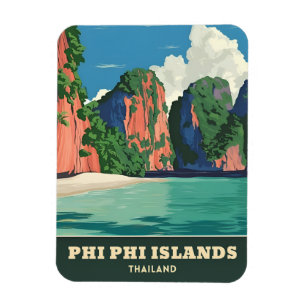 Magnet Flexible Vintage voyage Phi Phi Îles Thaïlande Balnéaire
