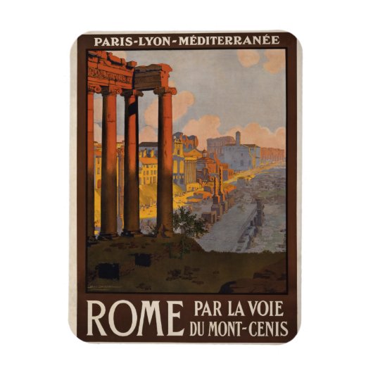 Magnet Flexible Vintage voyage poster art, Rome (Vertical)