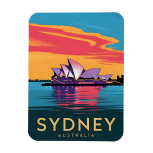 Magnet Flexible Vintage voyage Sydney Australie Sunset Pittoresque