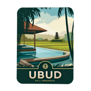 Magnet Flexible Vintage voyage Ubud Bali Indonésie Rétro Pittoresq