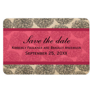 Magnet Flexible Vintage Zinnia Enregistrer la date de l'aimant, ro
