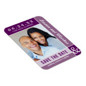 Magnet Flexible Violet Colorblock Mariage Photo Enregistrer la dat (Côté Droit)