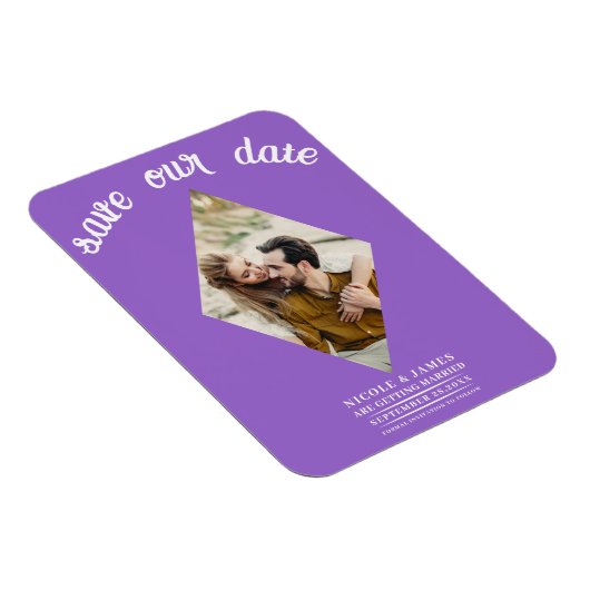Magnet Flexible Violet Diamond photo mariage Enregistrer la date (Côté Droit)