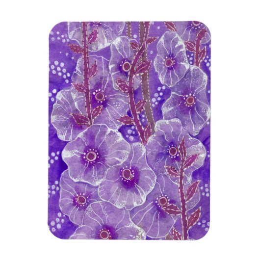 Magnet Flexible Violet Hollyhock, Mallow Flower Malva Floral Art (Vertical)