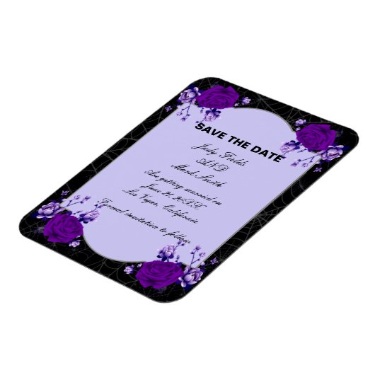 Magnet Flexible Violet Rose Floral Spiderweb Mariage Enregistrer L (Côté Gauche)