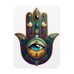 Magnet Flexible Violet sarcelle doré Hamsa avec troisième œil turq