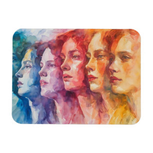 Magnet Flexible Visages des femmes - Peinture aquarelle