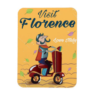 Magnet Flexible Visitez l'affiche de voyage de scooter italien de 