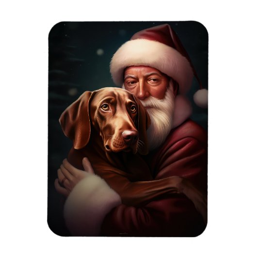 Magnet Flexible Vizsla avec Noël Festif du Père Noël (Vertical)