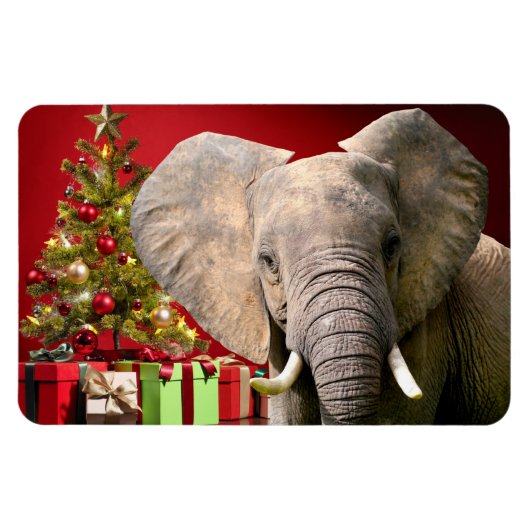 Magnet Flexible Voeux de Noël éléphant (Horizontal)