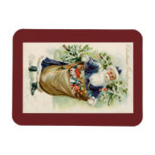 Magnet Flexible Voeux de Noël Vintage Père Noël (Horizontal)