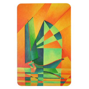 Magnet Flexible Voiles chinoises en junk à Sunrise Orange et Vert