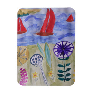 Magnet Flexible Voiles rouges & Fleurs Aimant flexible