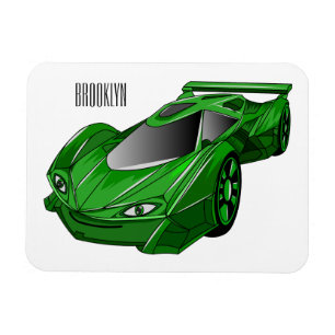 Magnet Flexible Voiture de sport verte avec illustration airfos
