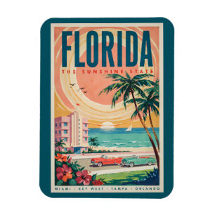 Magnet Flexible Voitures de la côte de Floride Illustration Art de