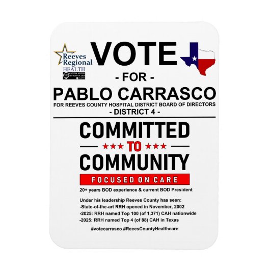 Magnet Flexible Vote pour Pablo Carrasco (Vertical)